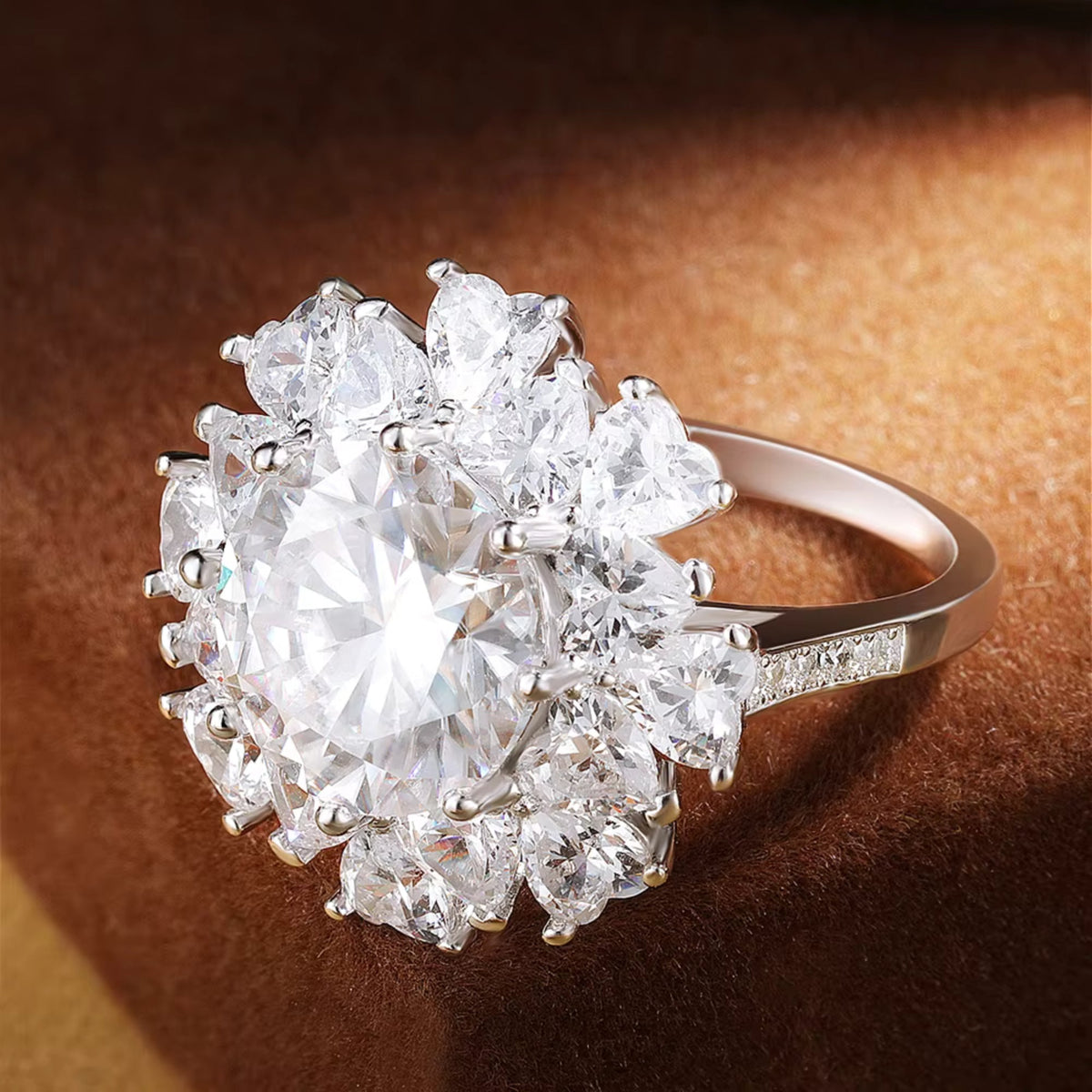 Celeste 18K White Gold Ring with Cubic Zirconia in gold tone