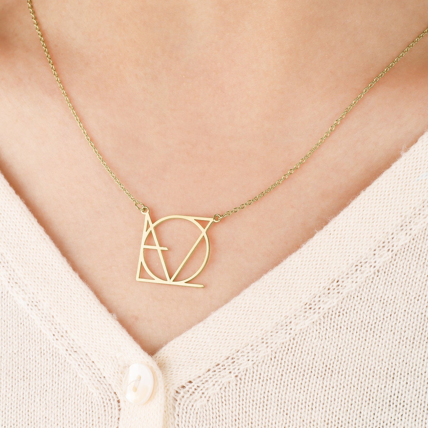 LOVE Minimalist Monogram Necklace in gold tone