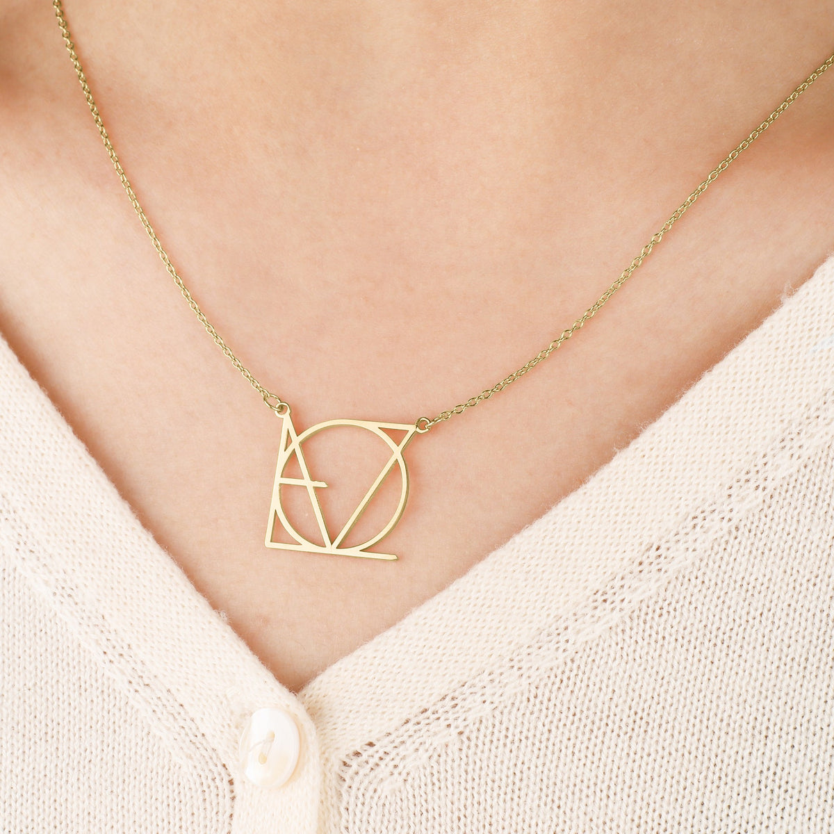 LOVE Minimalist Monogram Necklace in gold tone