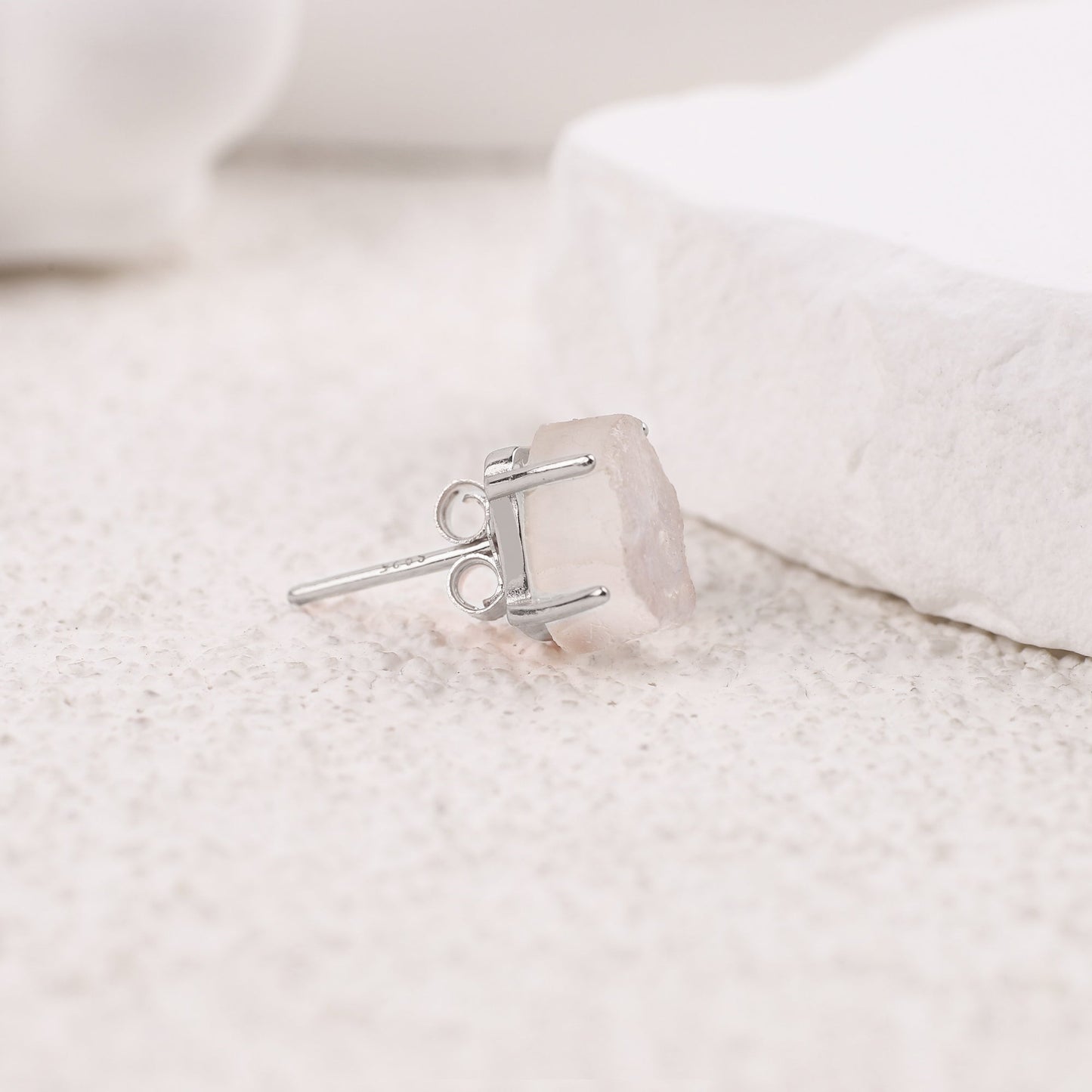 Moonstone Stud Earrings in 925 sterling silver