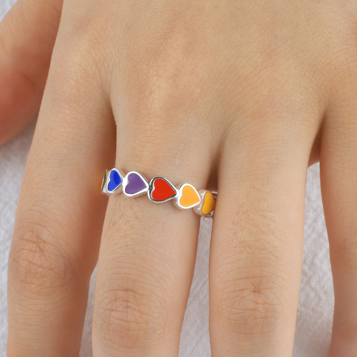 Anello Fascia Cuore Arcobaleno