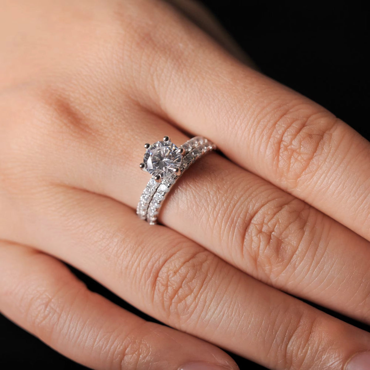 Double Silver Ring with Cubic Zirconia in 925 sterling silver