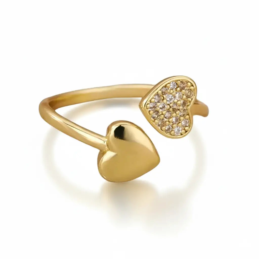 Adjustable Gold Heart Ring in gold tone