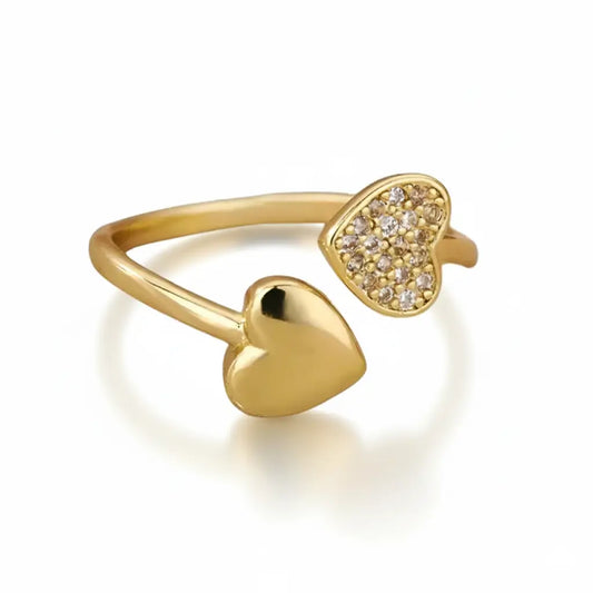 Adjustable Gold Heart Ring in gold tone
