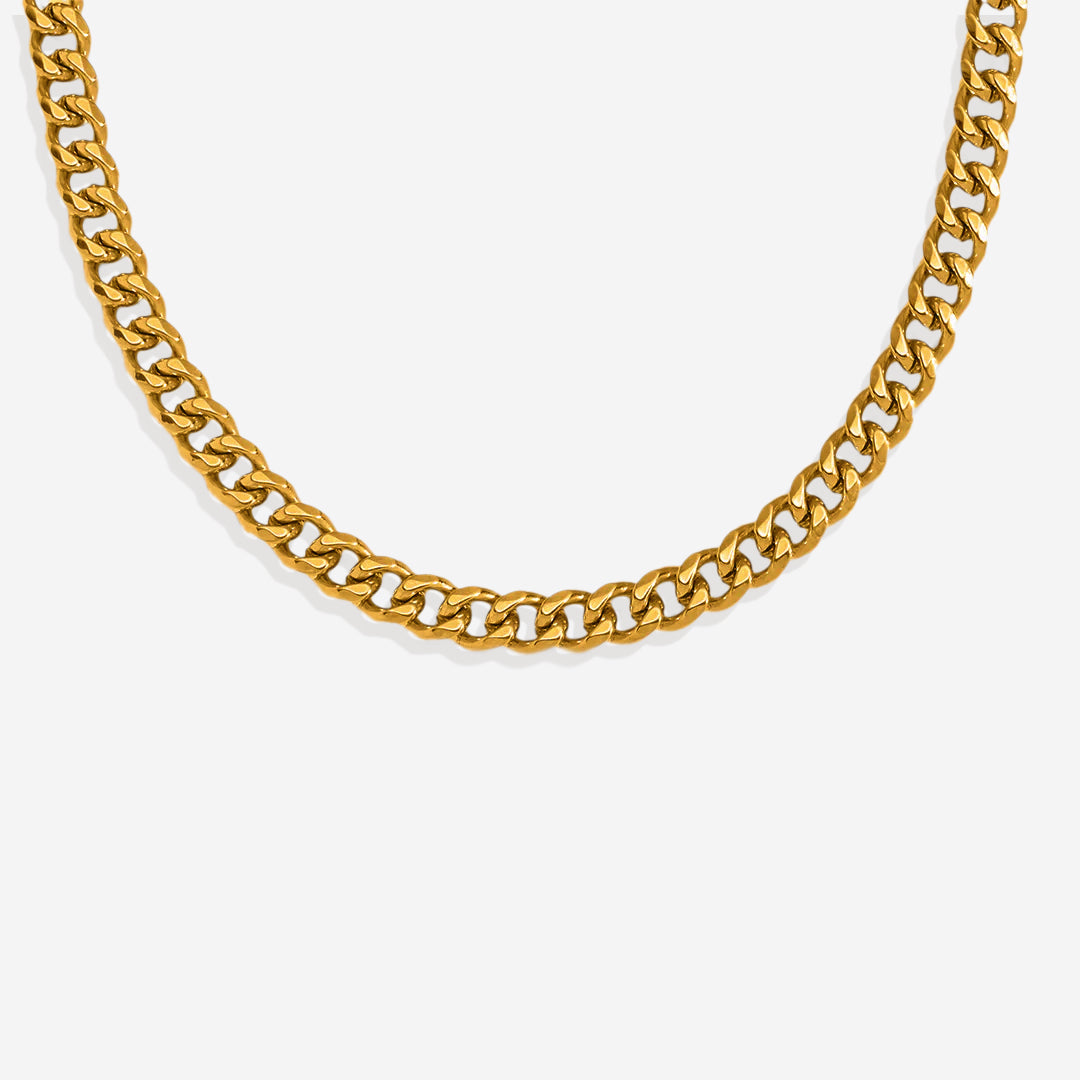 8mm Cuban Chain Necklace in gold tone