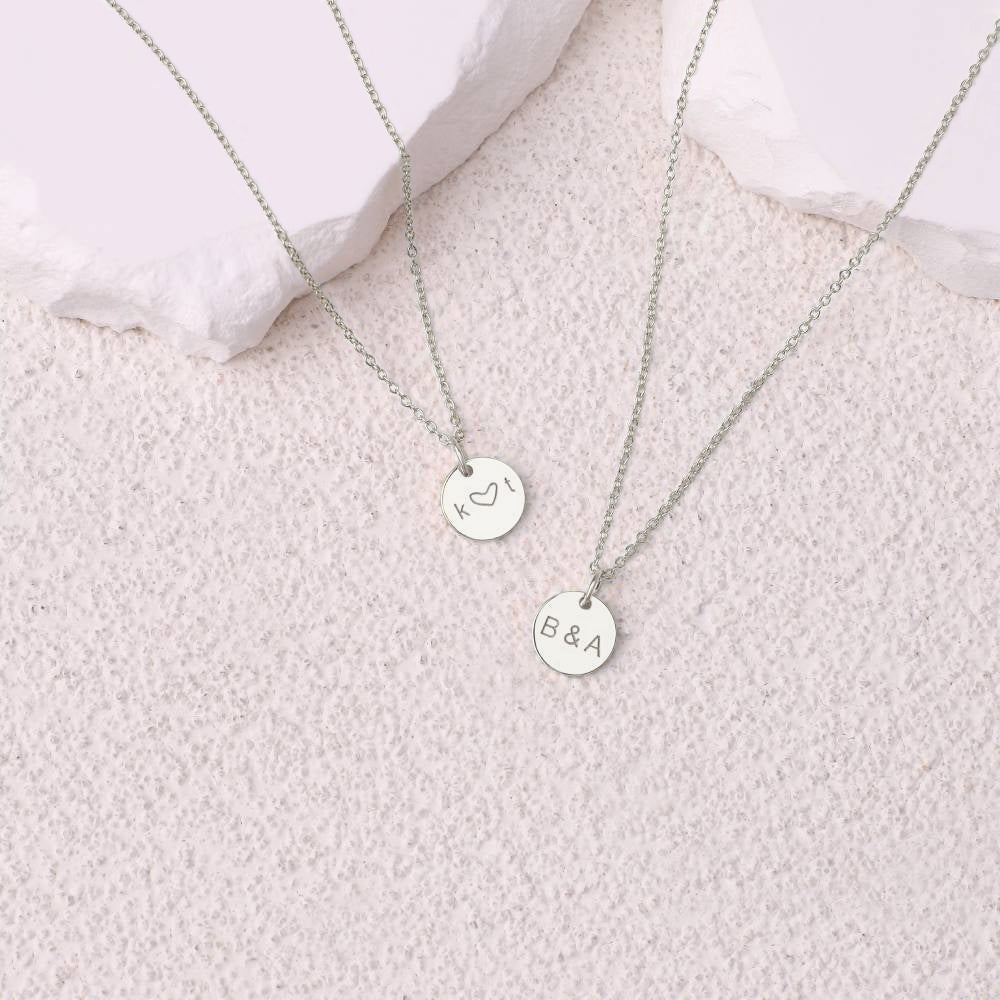 Love Disc Initial Necklace in 925 sterling silver