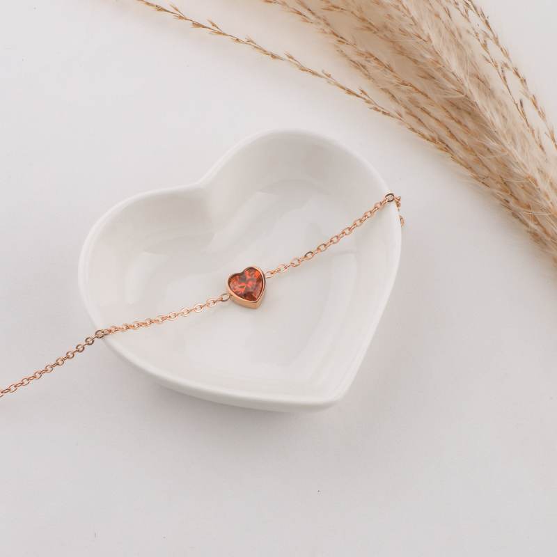 Dainty Heart Birthstone Bracelet — Vanny Jewels