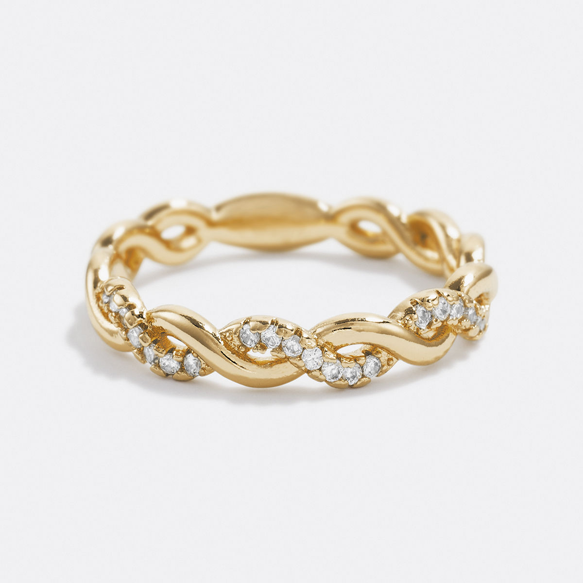 Zierlicher Stapelring mit Pavé-Twist