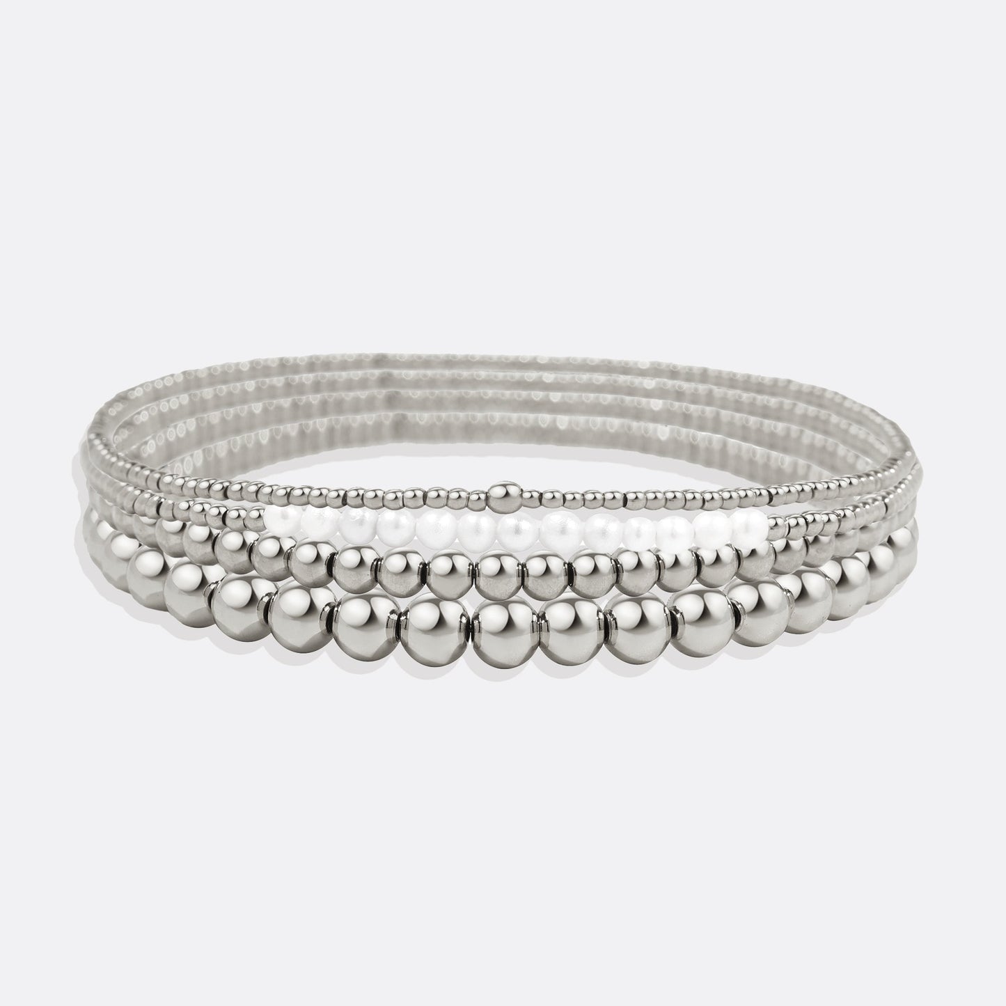 Everyday Pearl Bracelet Stacking Set in 925 sterling silver