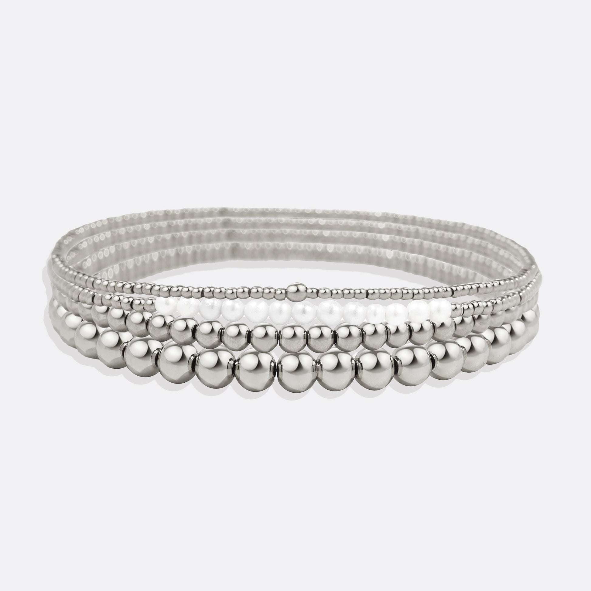 Everyday Pearl Bracelet Stacking Set in 925 sterling silver