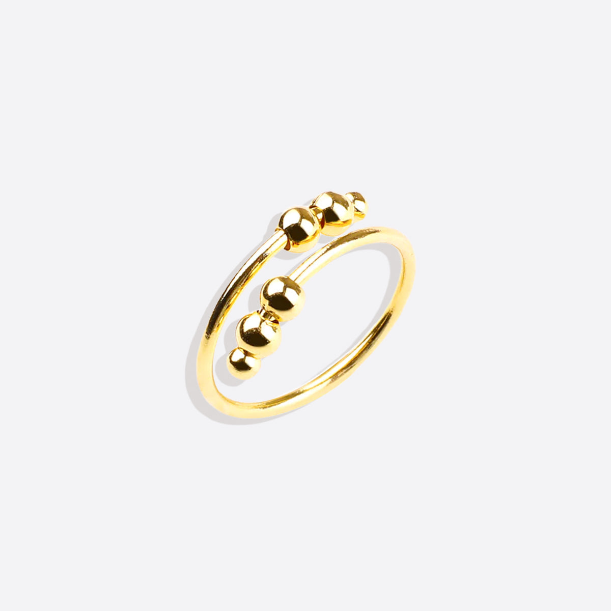 Adjustable Beaded Fidget Ring in gold tone