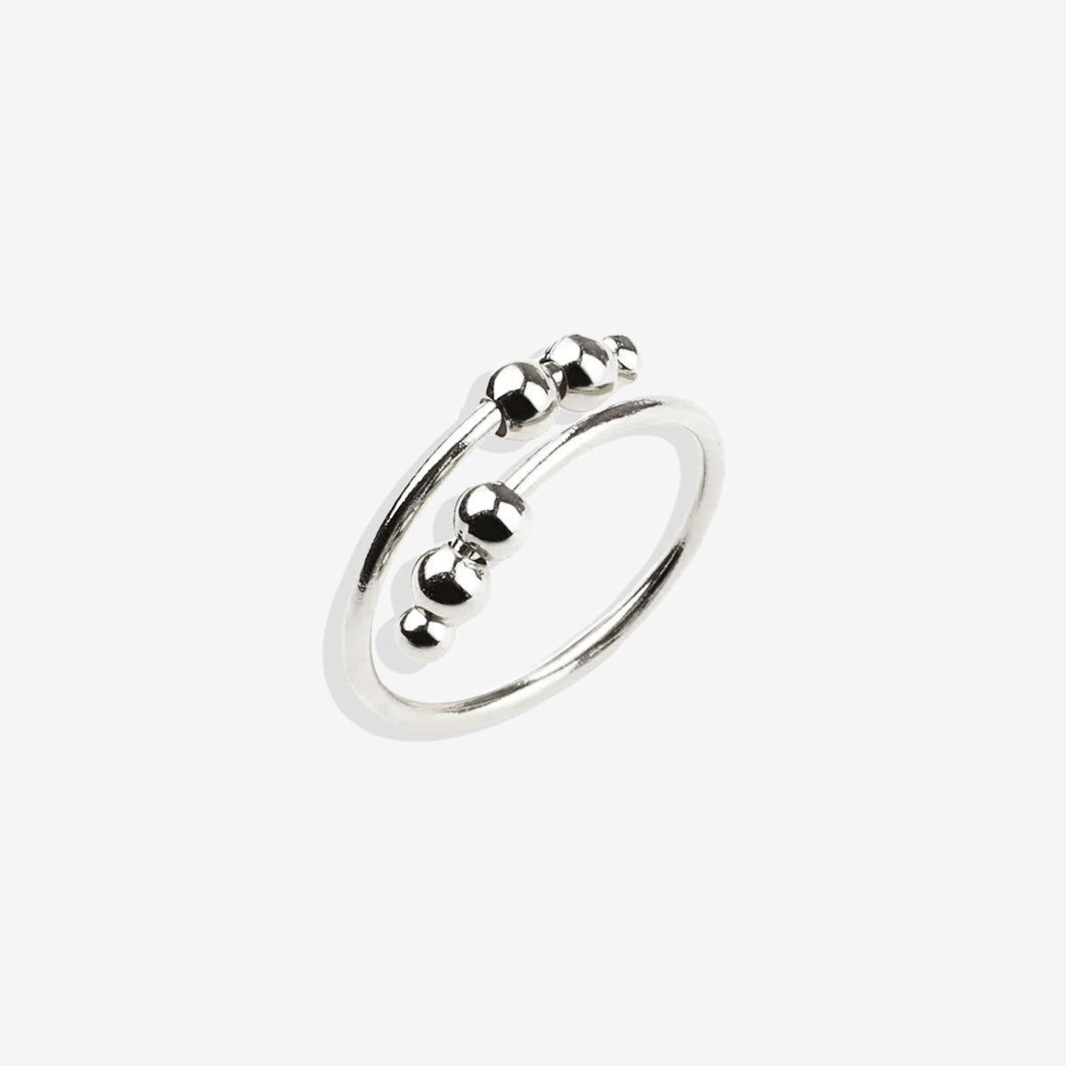 Adjustable Beaded Fidget Ring in 925 sterling silver