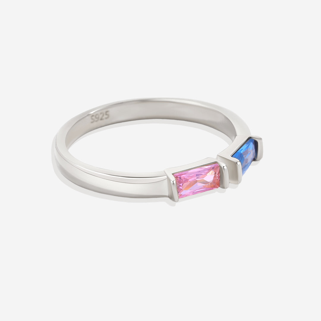 Adjustable Double Birthstone Ring in 925 sterling silver