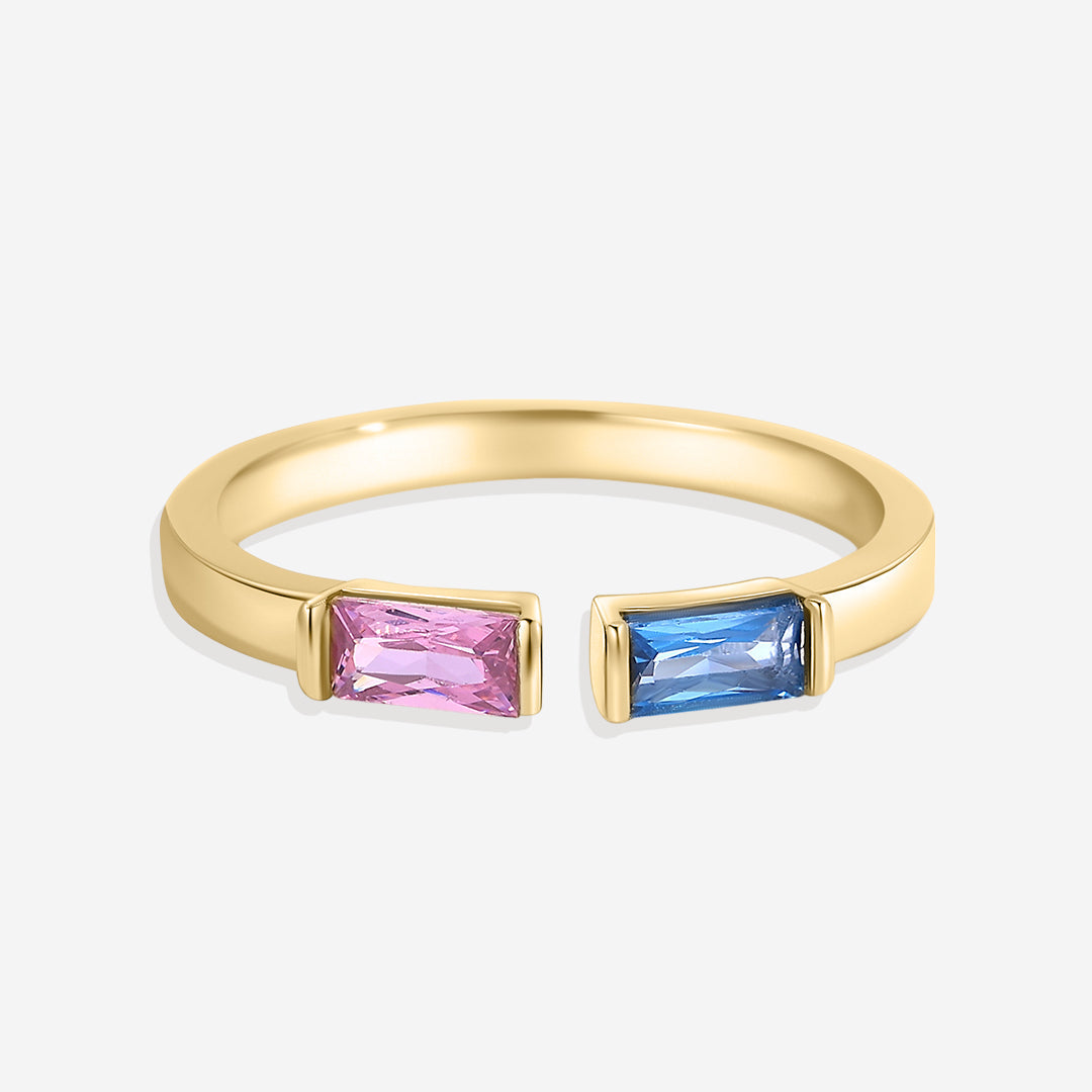 Adjustable Double Birthstone Ring in gold tone