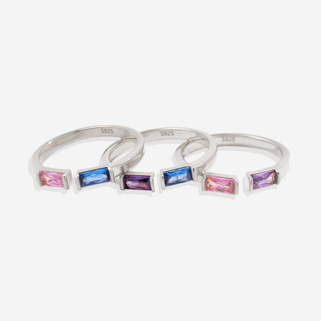 Adjustable Double Birthstone Ring in 925 sterling silver