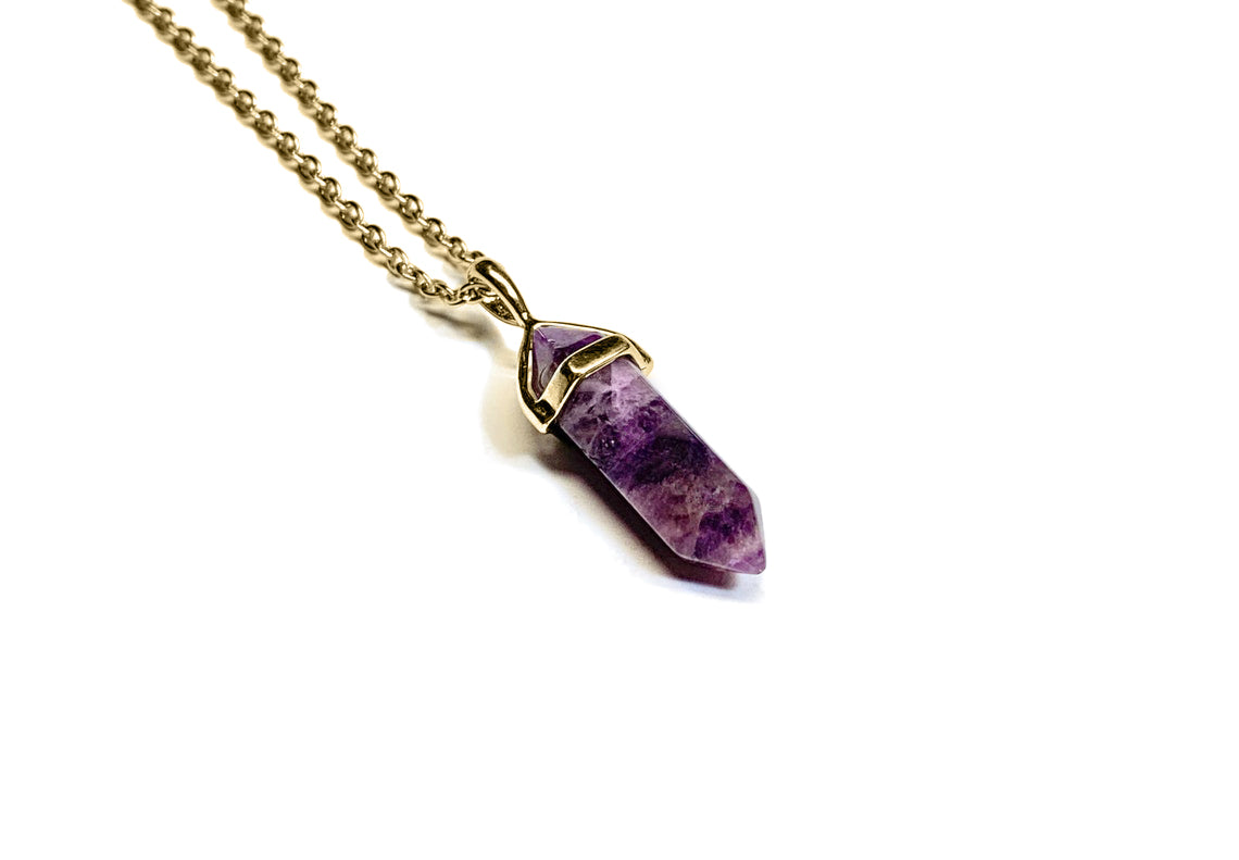Gemstone Point Necklace in gold tone
