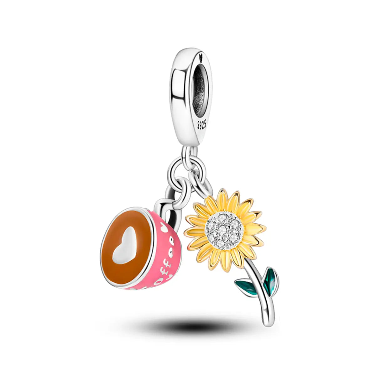 Sunflower and Coffee Charm in 925 Sterling Silver — Vanny Jewels
