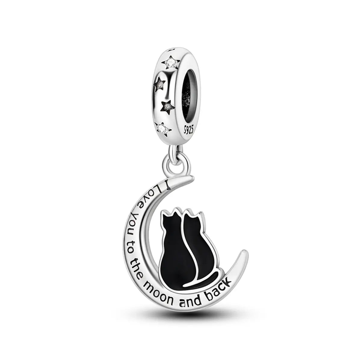 Cats and Moon Charm in 925 Sterling Silver — Vanny Jewels