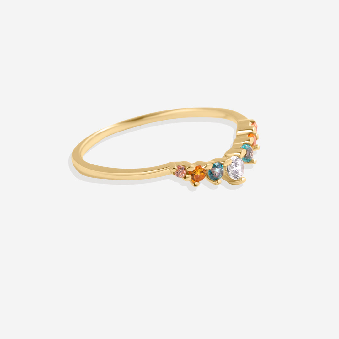 Arc Ombré Band - Topaz & Sapphire in gold tone