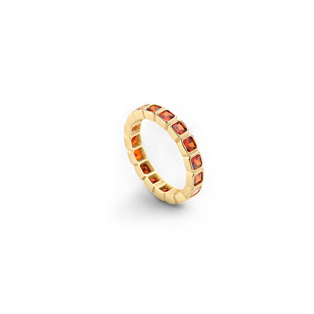 Smaragdgeschliffener Geburtsstein-Eternity-Ring