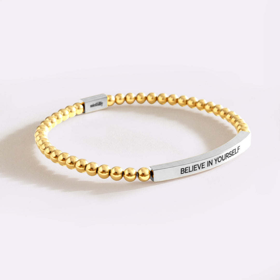 Believe in Yourself Beaded Inspire Bracelet in 925 sterling silver