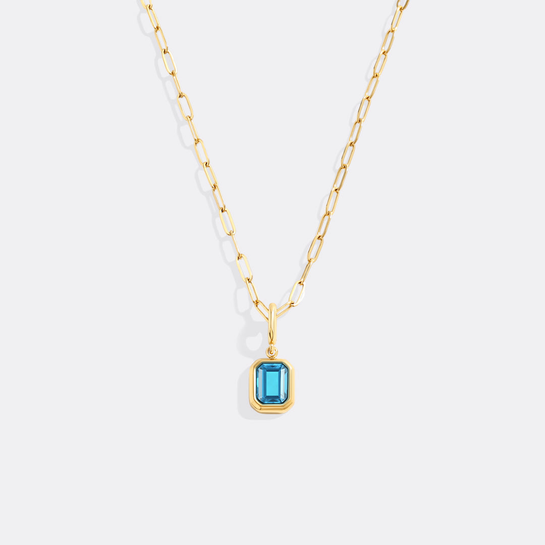Baguette-Geburtsstein-Charm-Halskette