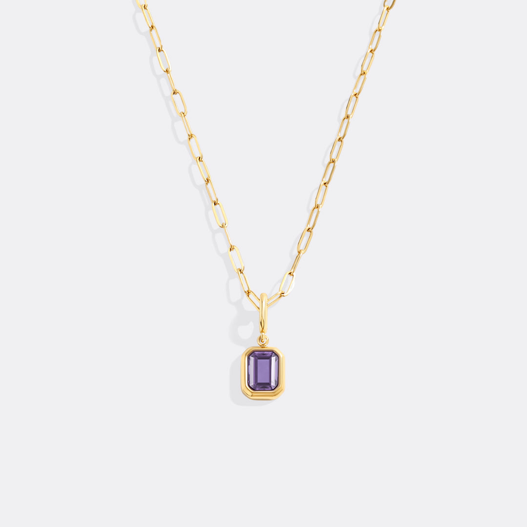 Baguette-Geburtsstein-Charm-Halskette