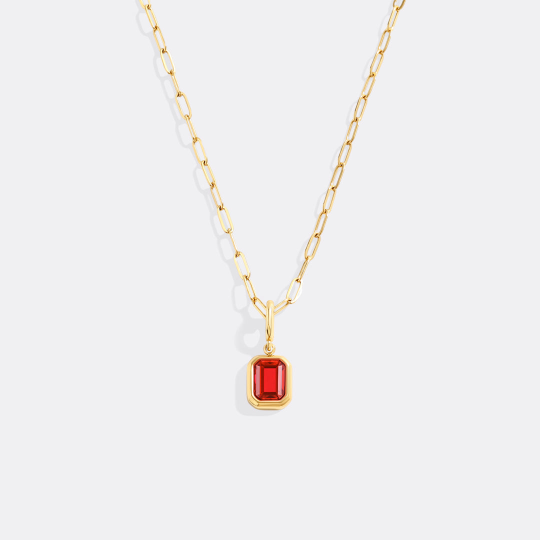 Baguette-Geburtsstein-Charm-Halskette