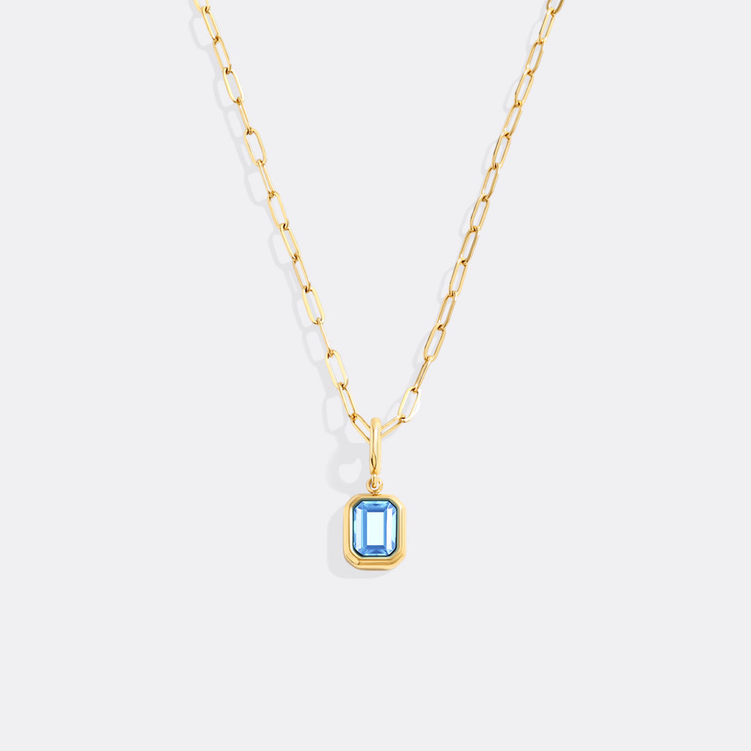 Baguette-Geburtsstein-Charm-Halskette