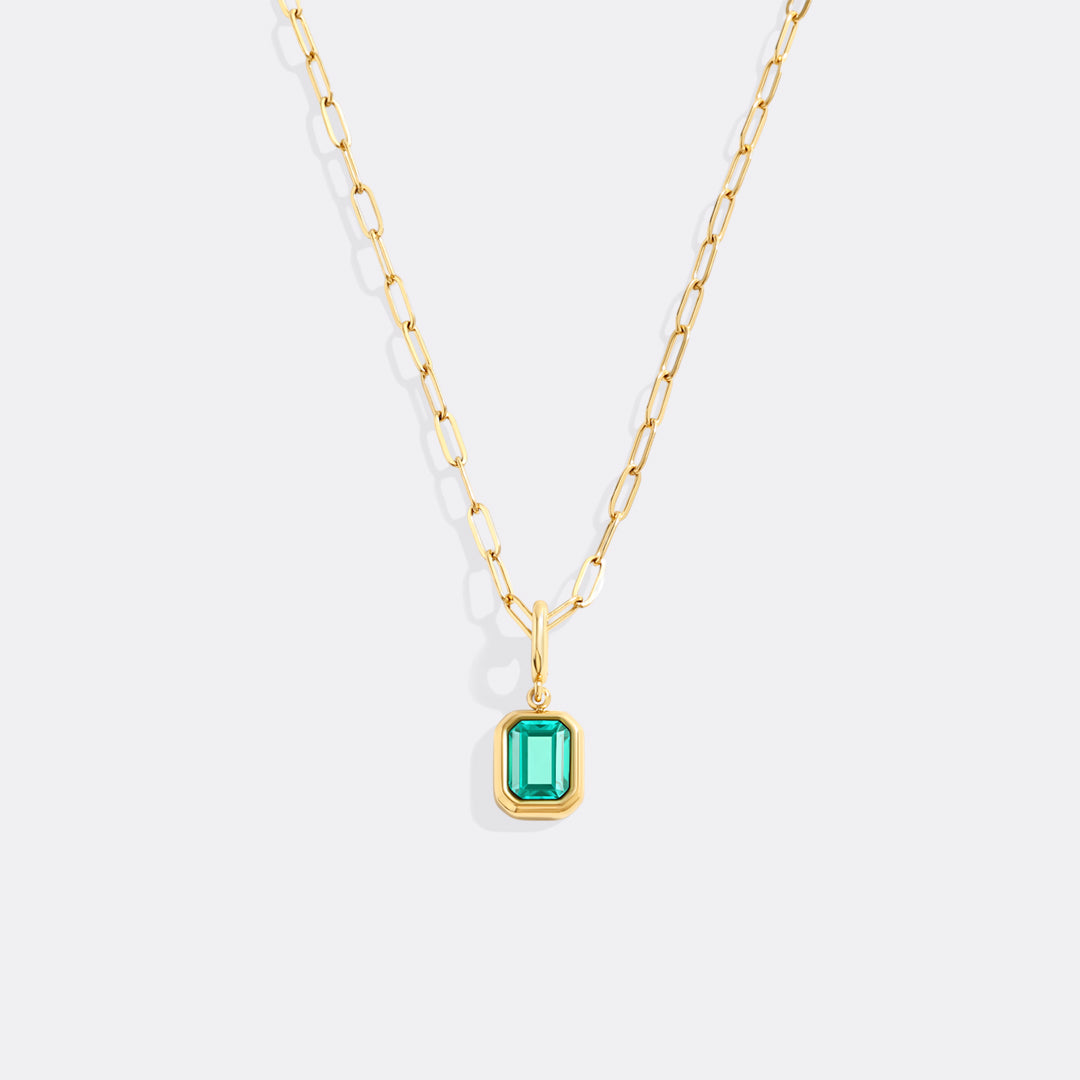 Baguette-Geburtsstein-Charm-Halskette