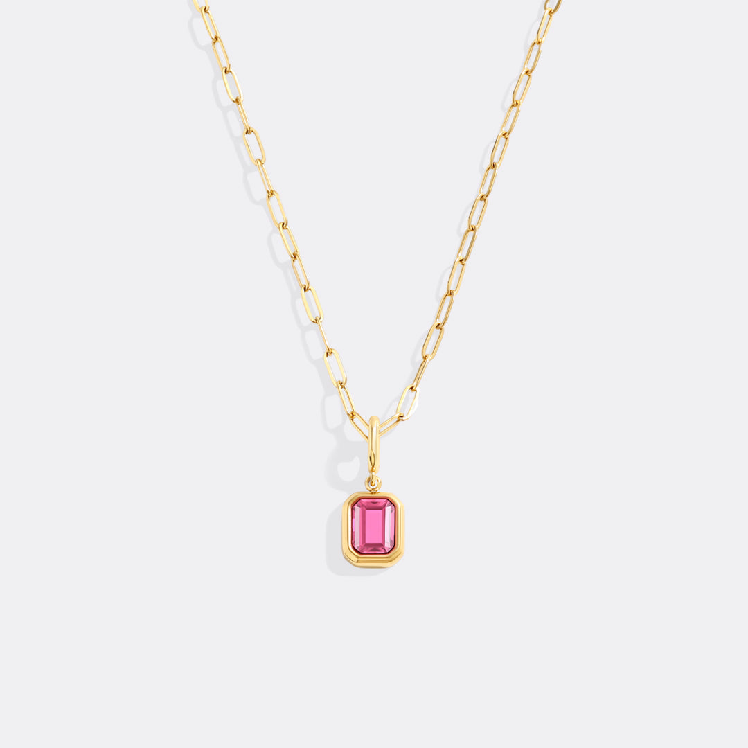 Baguette-Geburtsstein-Charm-Halskette