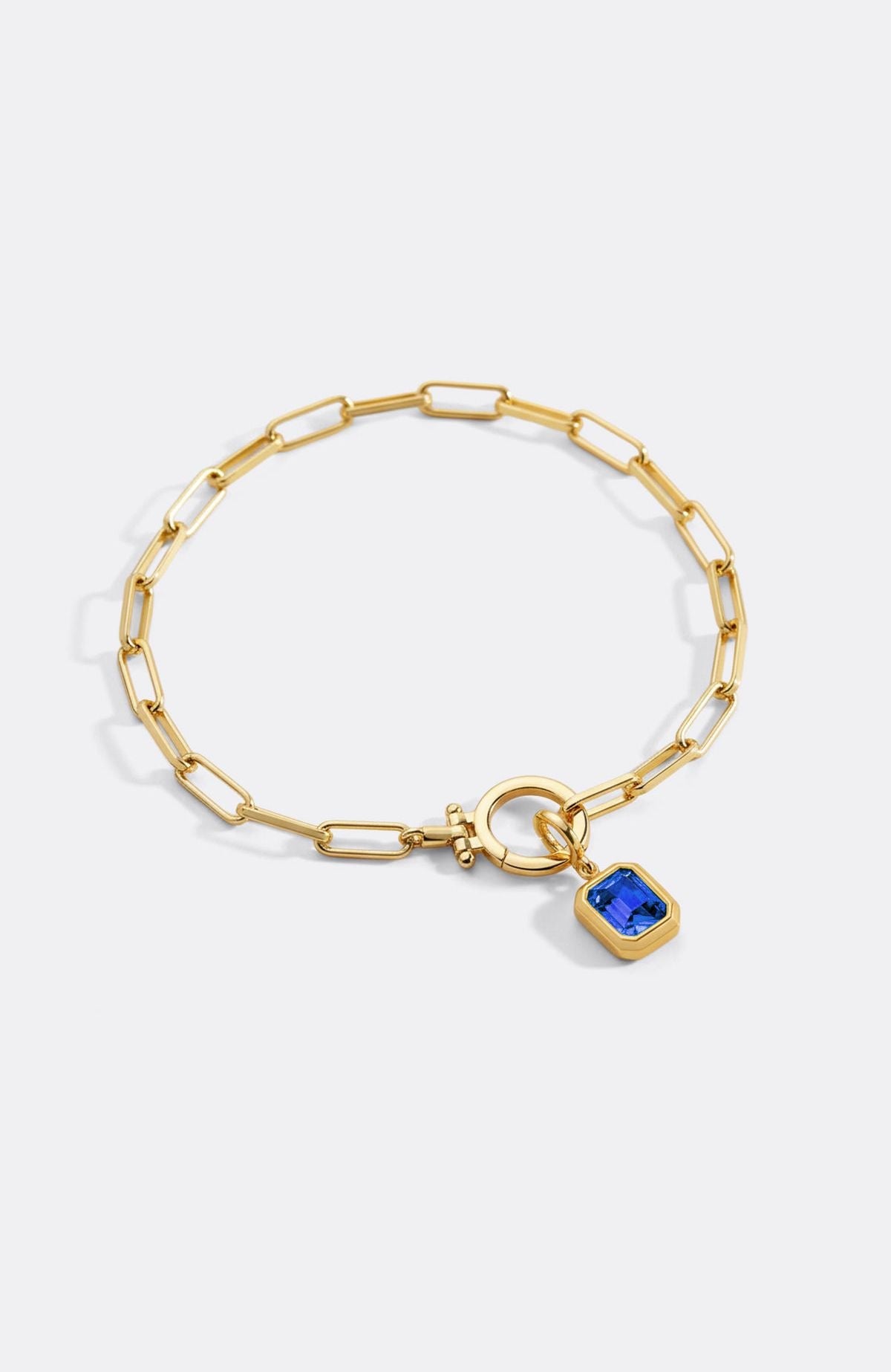Baguette-Geburtsstein-Anhänger an mintfarbenem Paperclip-Armband
