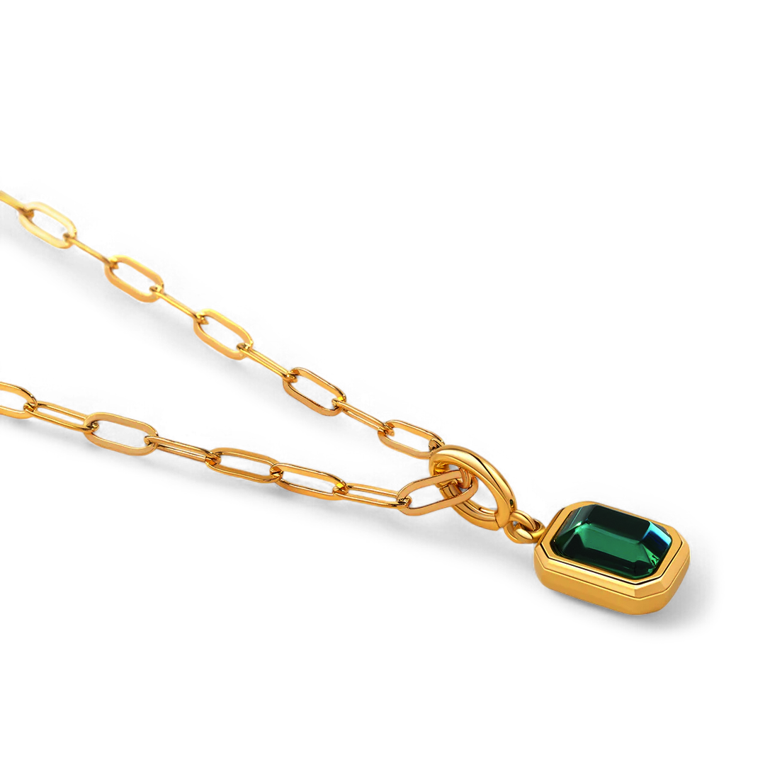 Baguette Birthstone Charm Necklace — Vanny Jewels