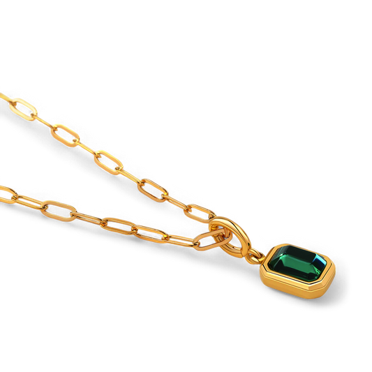 Baguette Birthstone Charm Necklace — Vanny Jewels