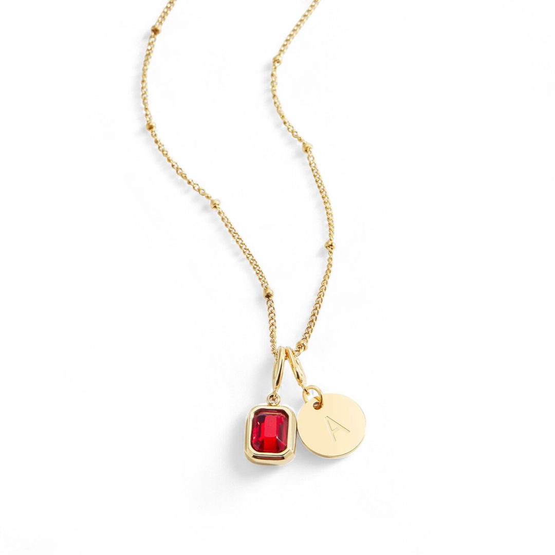 Baguette Birthstone & Initial Necklace — Vanny Jewels