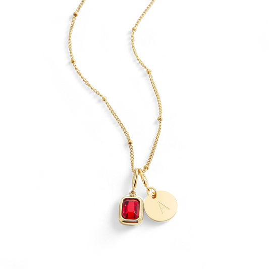 Baguette Birthstone & Initial Necklace — Vanny Jewels