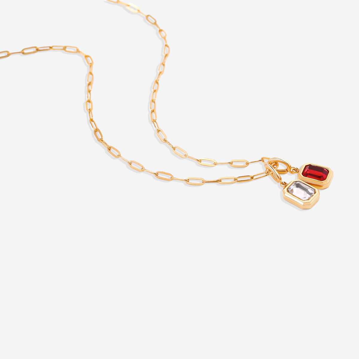 Baguette-Geburtsstein-Charm-Halskette