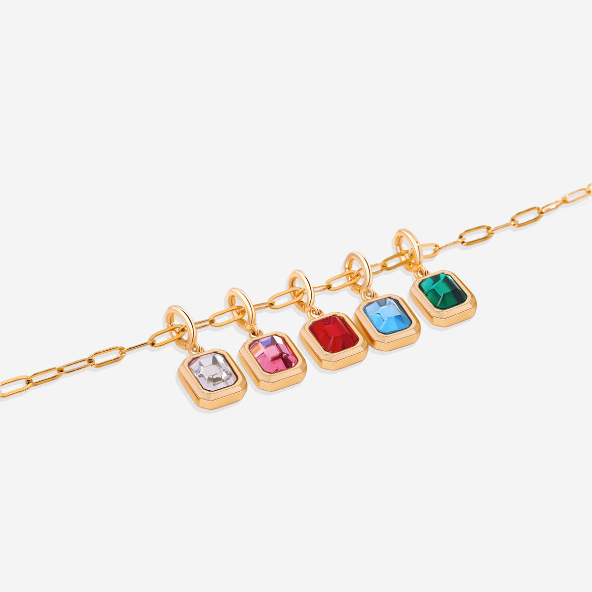 Baguette-Geburtsstein-Charm-Halskette