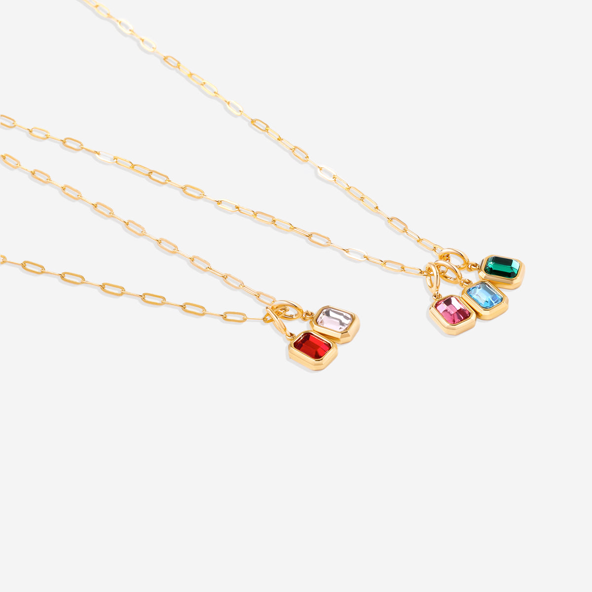 Baguette-Geburtsstein-Charm-Halskette
