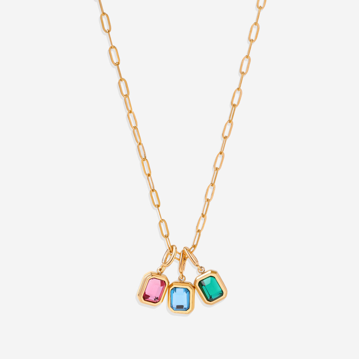 Baguette-Geburtsstein-Charm-Halskette