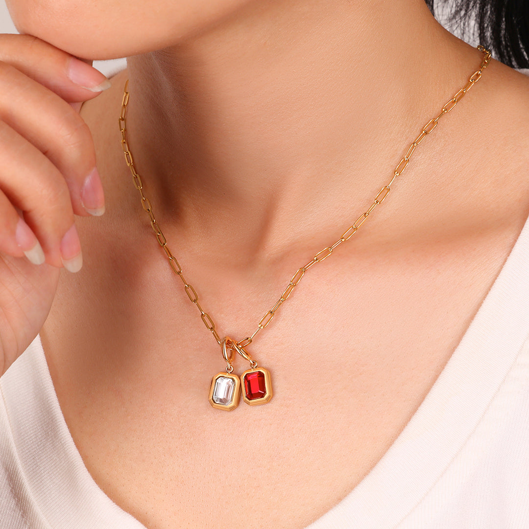 Baguette-Geburtsstein-Charm-Halskette