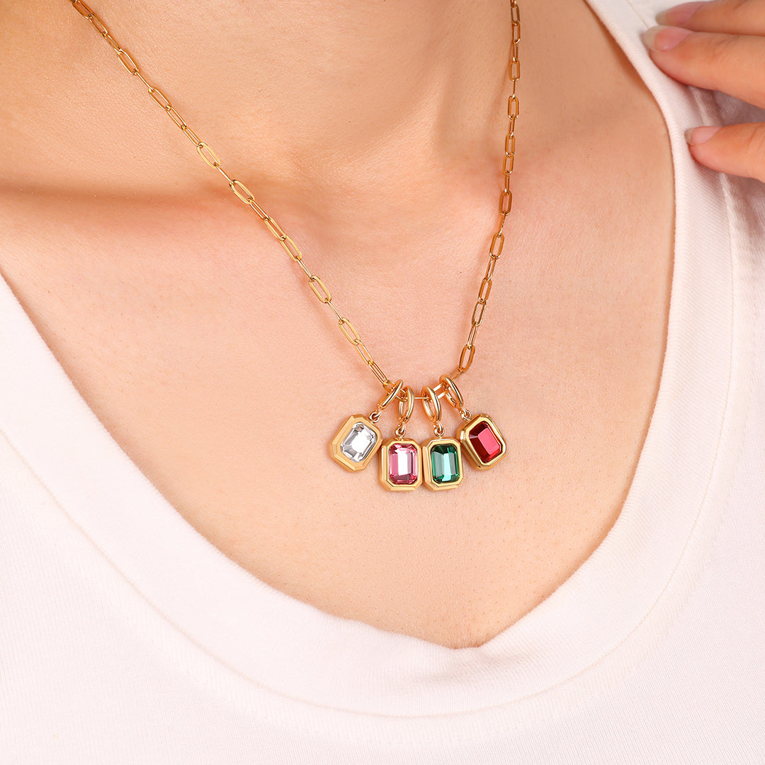 Baguette-Geburtsstein-Charm-Halskette