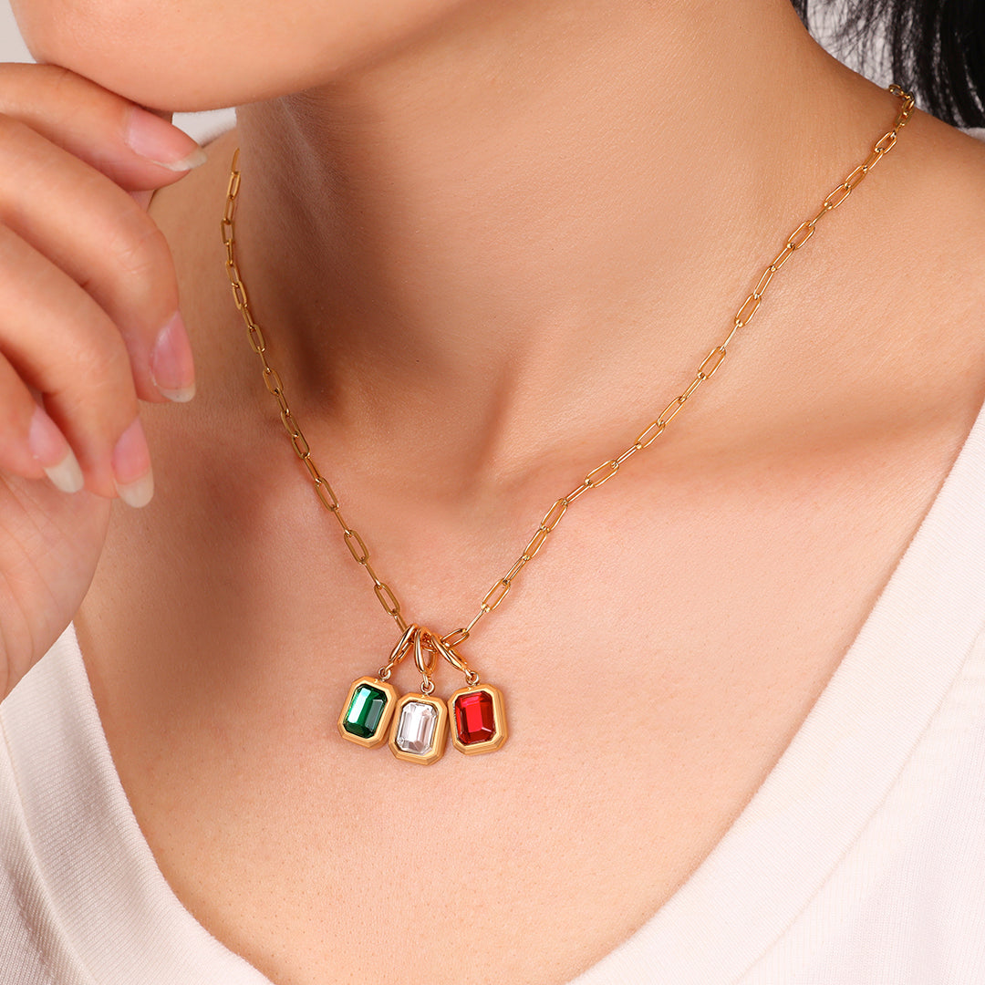 Baguette-Geburtsstein-Charm-Halskette