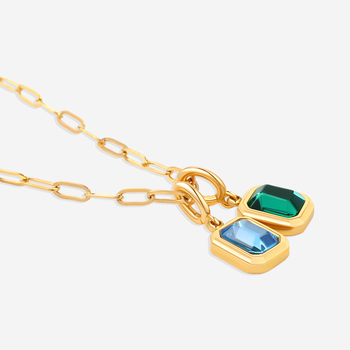 Baguette-Geburtsstein-Charm-Halskette