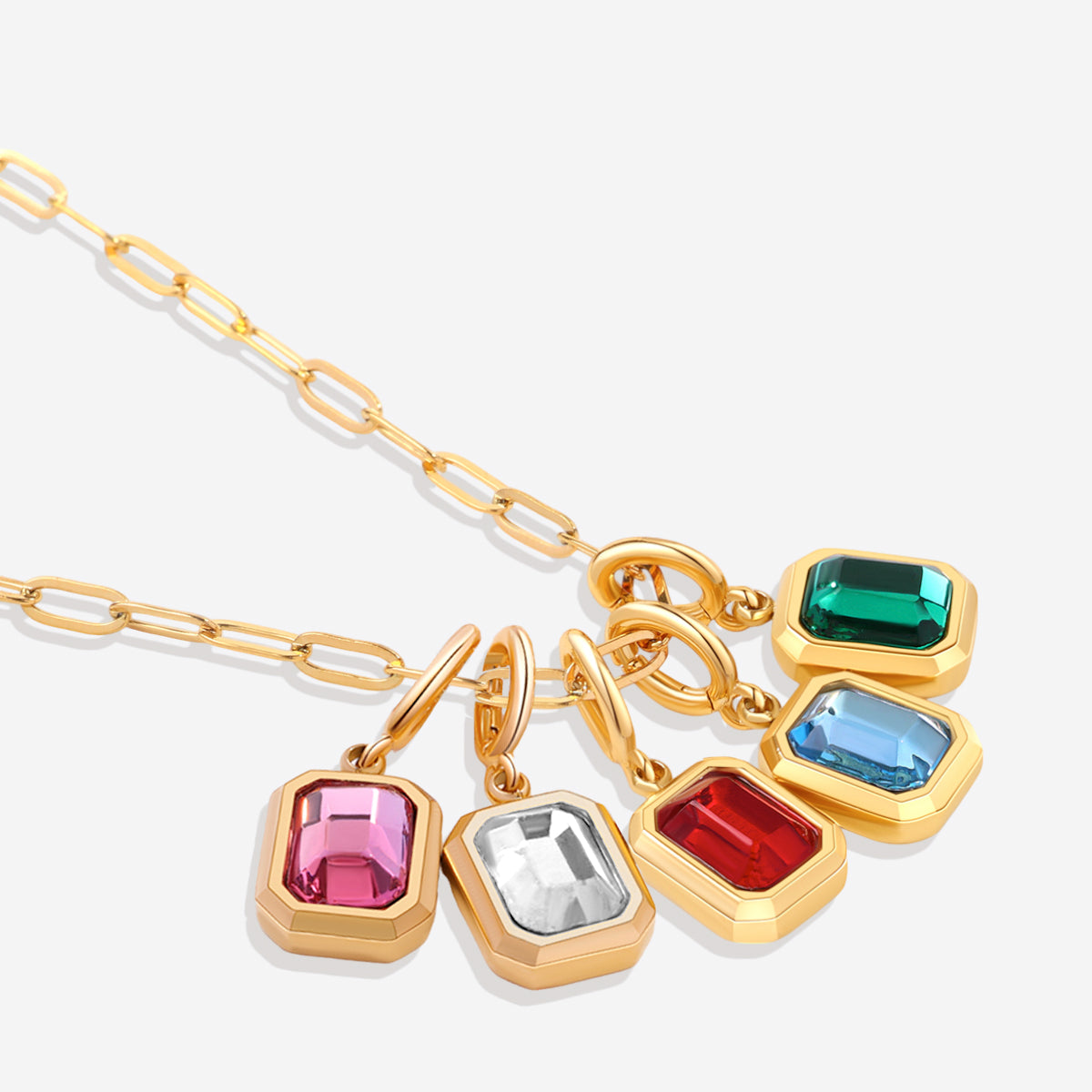 Baguette-Geburtsstein-Charm-Halskette