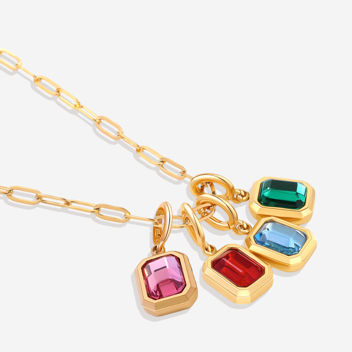 Baguette-Geburtsstein-Charm-Halskette