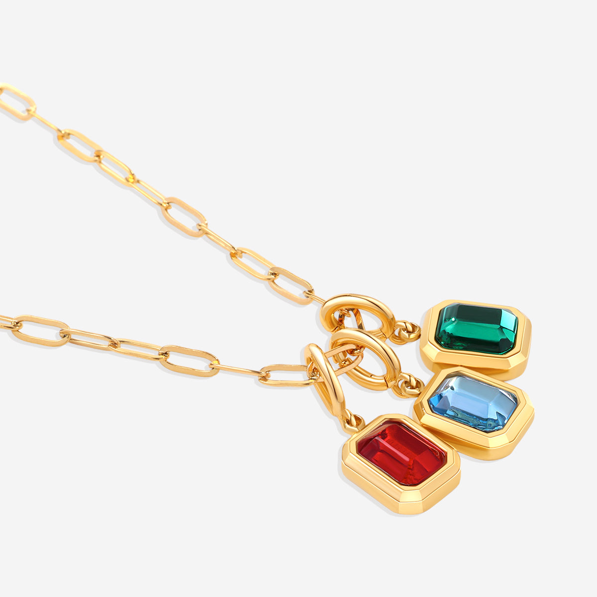 Baguette-Geburtsstein-Charm-Halskette