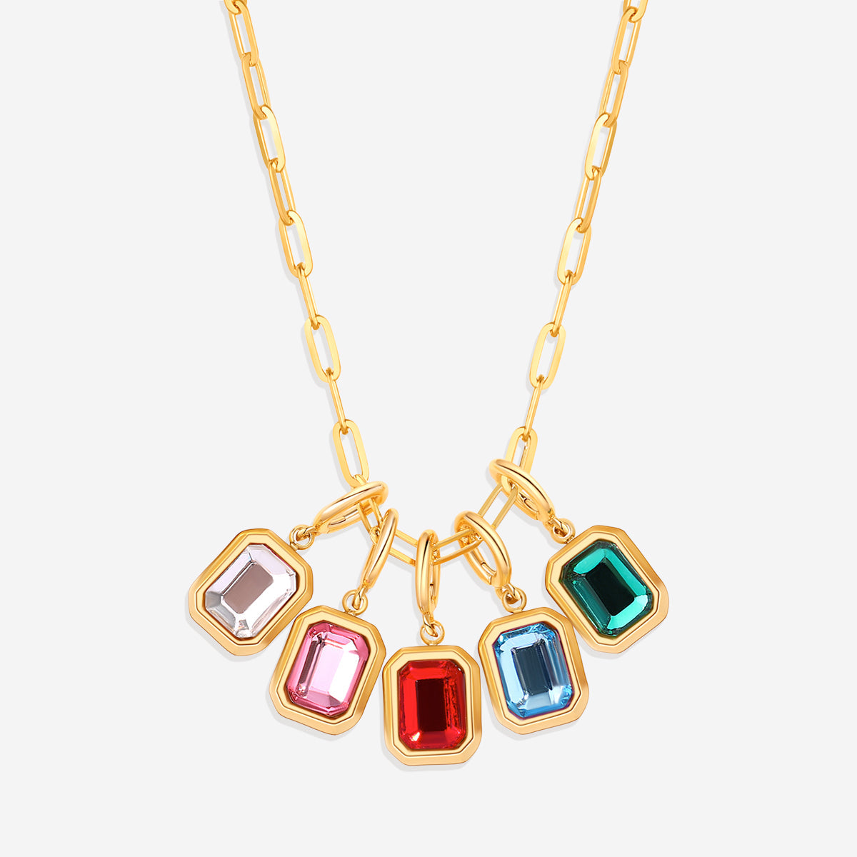 Baguette-Geburtsstein-Charm-Halskette