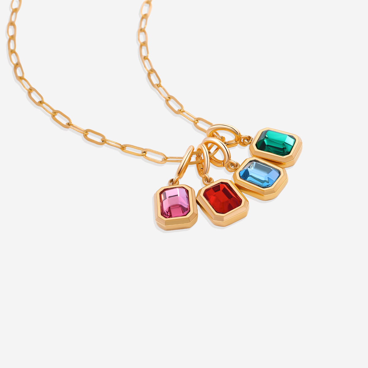 Baguette-Geburtsstein-Charm-Halskette