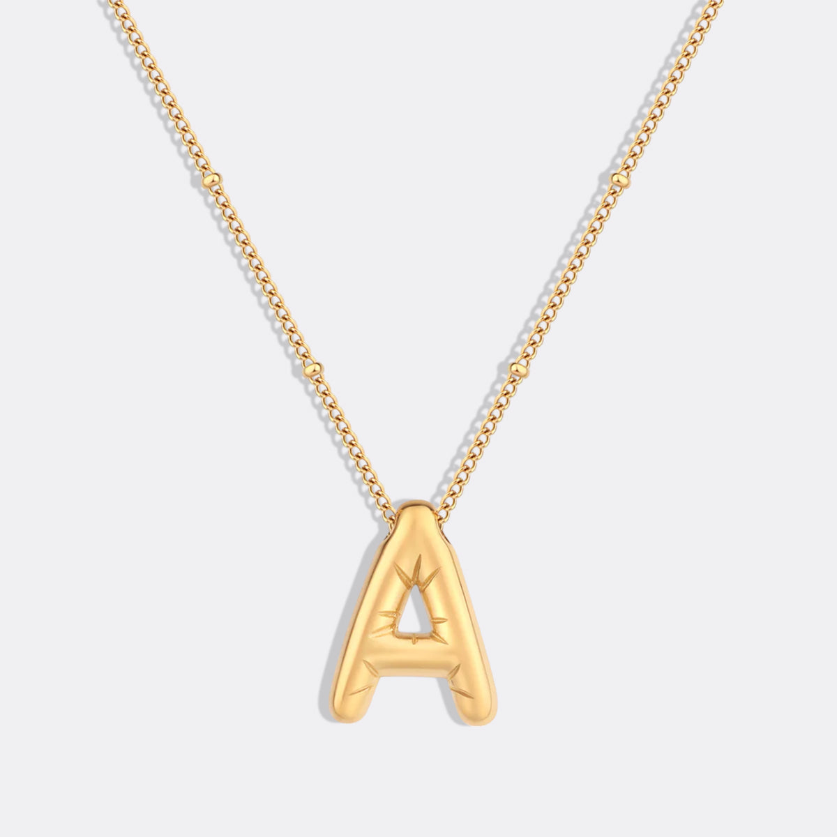 Balloon Initial Necklace with Satellite Chain in gold tone
